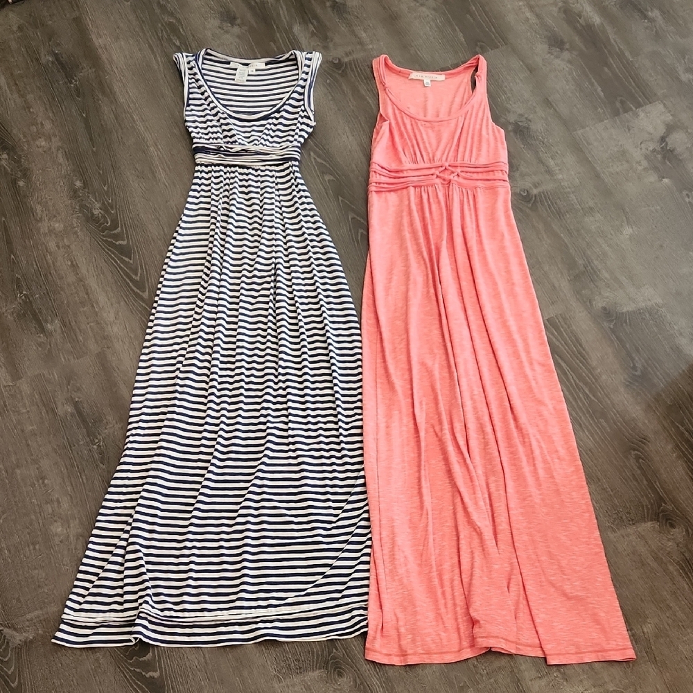 Black and White & Coral Sleeveless Scoop Neck Sundresses
